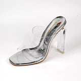 Fish Mouth Transparent Film Crystal Thick High Heel Sandals Large Size