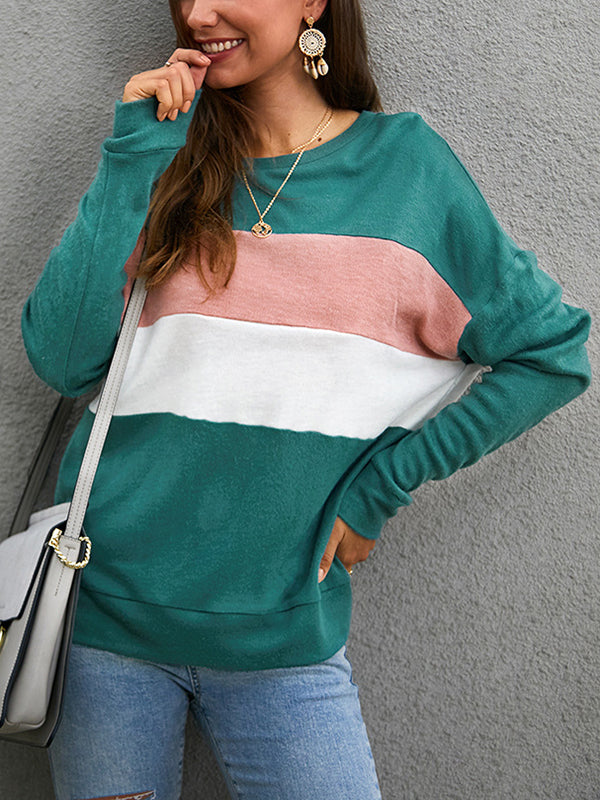 Fashion Wild Striped Stitching Sweater