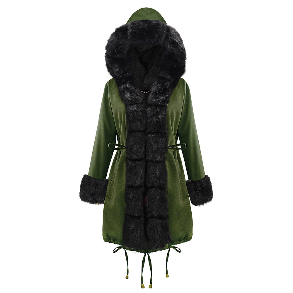 Slim Warm Women's Jacket Long Hooded Coat Camouflage Plush Coat