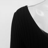 Autumn and Winter V-neck Off-the-shoulder Long-sleeved Slim Knit Dress