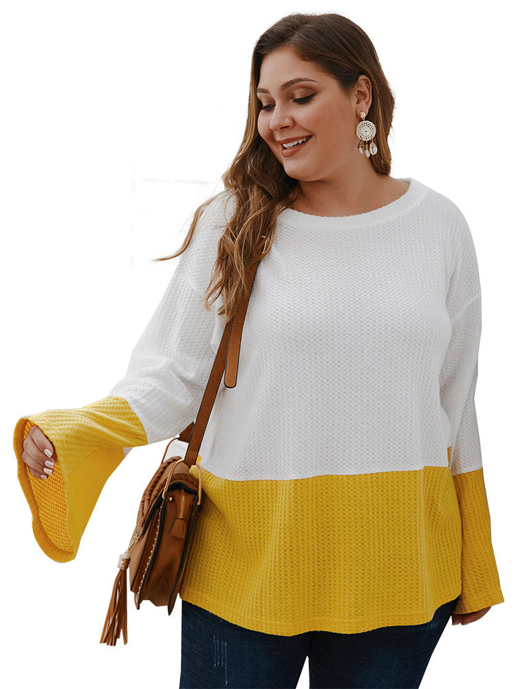 Stitching Tops T-shirt Autumn and Winter Long-sleeved Sweater