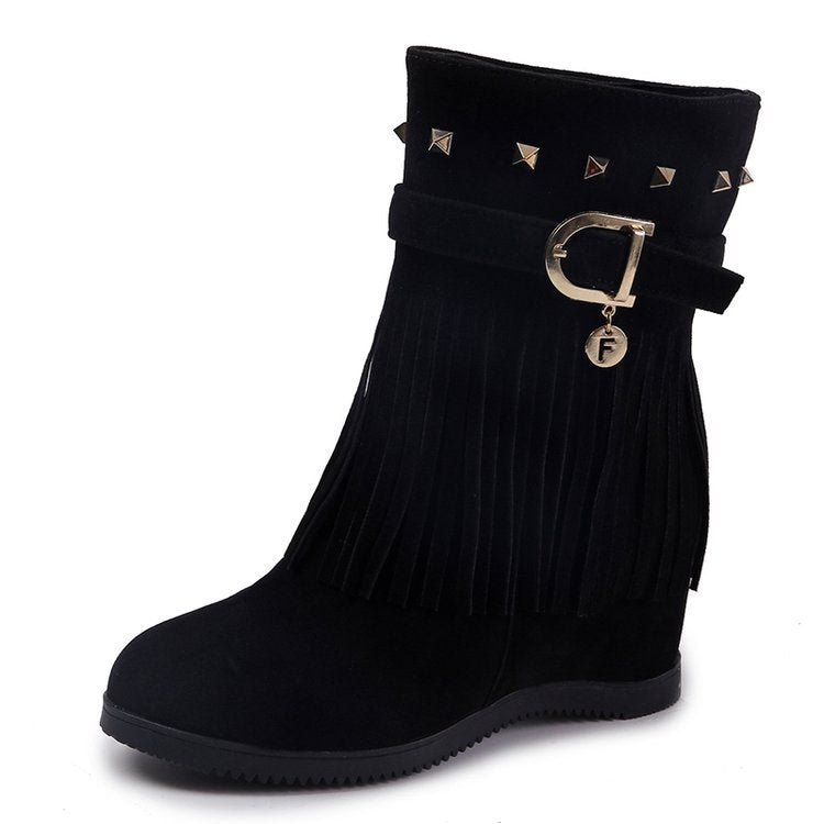 Large Size Wear-resistant Wedge Heel Boots Round Head Non-slip Boots Women's Boots