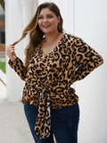 Leopard Large Size Women's Shirt Autumn and Winter Long-sleeved Shirt Top