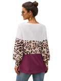 Women's T-Shirt Leopard-printed Lamb-Sleeve Top