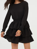 Autumn and Winter Women's Skirt Black Sexy Halter Ruffled Dress