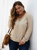 Autumn and Winter Large Size Women's V-neck Sexy Sweater Top
