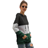 Women's Autumn New Three-color Stitching Hooded Drawstring Sweater Coat