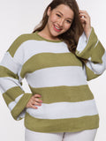 Long-sleeved Fat Woman Large Size Color Matching Autumn and Winter Sweater
