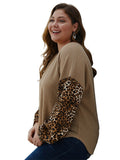 Large Size Women's Leopard Stitching Sweater Autumn and Winter Long-sleeved Shirt