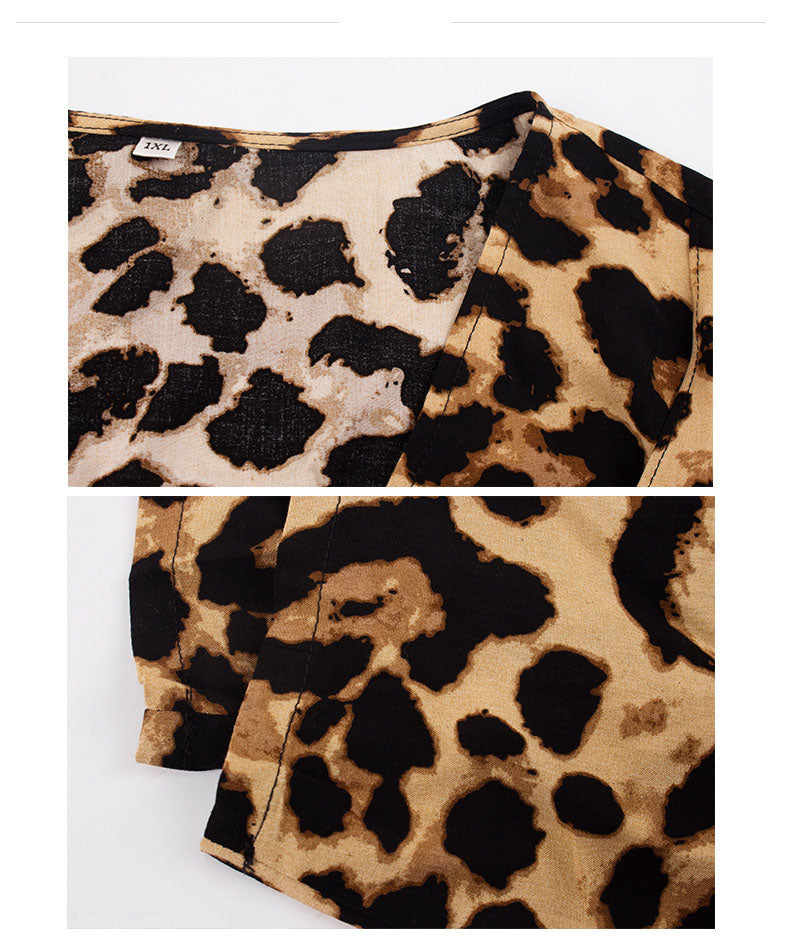 Leopard Large Size Women's Shirt Autumn and Winter Long-sleeved Shirt Top
