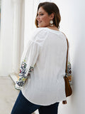 Large Size Women's Early Autumn Embroidered T-shirt Top