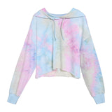Original Design Autumn and Winter New Women's Tie Dyed Hooded Pullover Sweater Short Coat