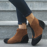 Large Size Boots Autumn and Winter Round Head Low with Martin Boots Female