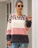 Fashion Leopard Stitching Pullover Sweater