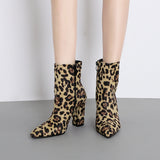 Sexy Snake Martin Boots Thick with Zipper Pointed Booties Women's Boots