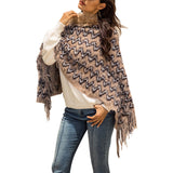 Women's Long Fur Collar Tassel Cloak Shawl Loose Sweater