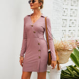 Original Design Autumn Women's Long-sleeved Knit Slim Dress