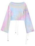 Original Design Autumn and Winter New Beam Mouth Short Tie Dyed Pullover Sweater Women