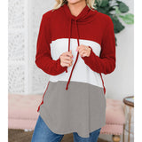 Autumn and Winter Women's High Collar Long Sleeve Color Matching Sweater Sleeve Irregular Jacket