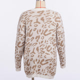 Large Size Women's Autumn and Winter Fat MM Round Neck Leopard Loose Sweater