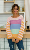 Women's Five-color Striped Stitching Long-sleeved Loose Knit Sweater Pullover