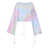 Original Design Autumn and Winter New Beam Mouth Short Tie Dyed Pullover Sweater Women