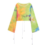 Original Design Autumn and Winter New Beam Mouth Short Tie Dyed Pullover Sweater Women