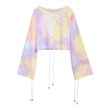 Original Design Autumn and Winter New Beam Mouth Short Tie Dyed Pullover Sweater Women