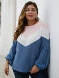 Large Size Women's Autumn and Winter Geometric Stitching Sweater