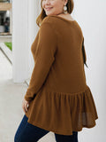 Fat Mm Autumn and Winter V-neck Long-sleeved Sweater Long Shirt