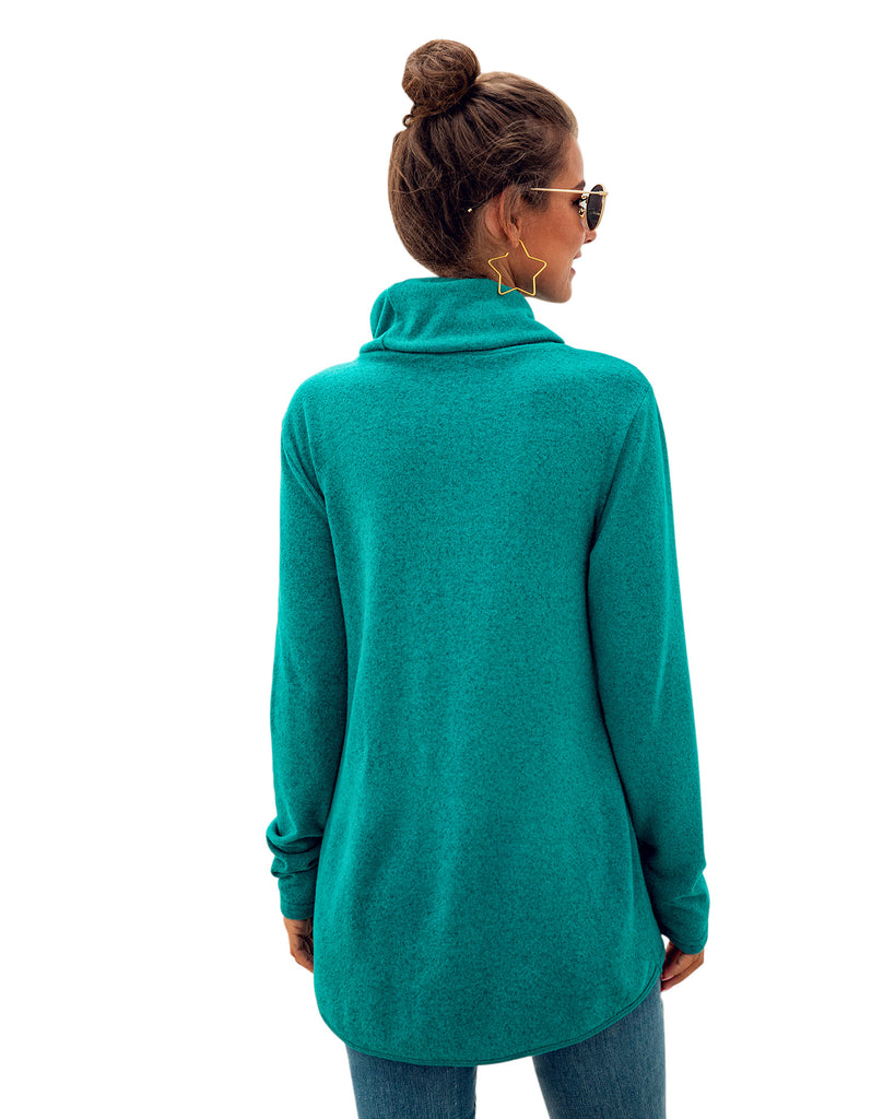Fashion Turtleneck Long Sleeve Irregular Women's Sweatshirt