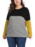 Large Size Women's Contrast Color Stitching T-shirt