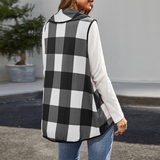 Plaid Check Vest Elegant Women's Cardigan Top