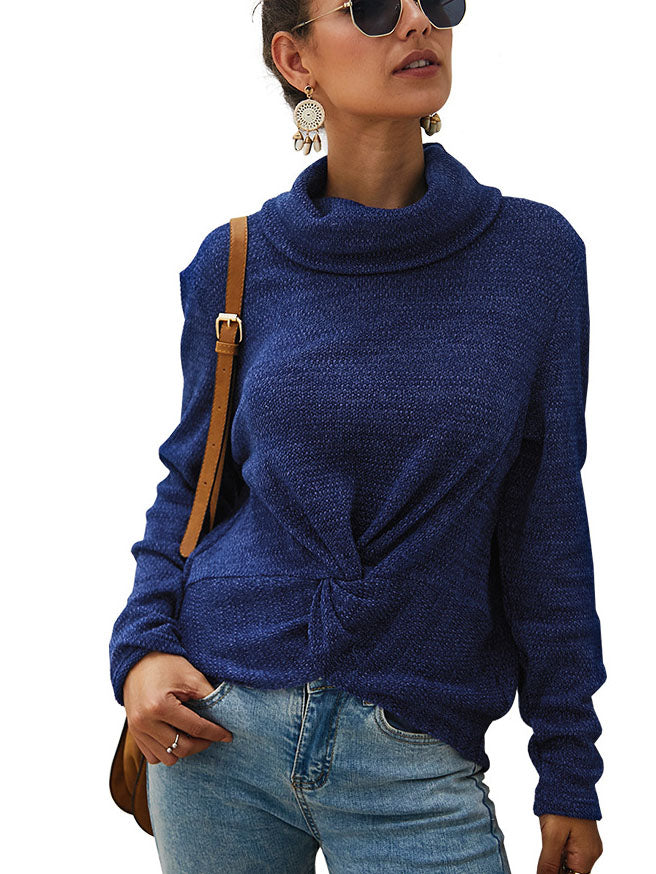Fashion High Collar Solid Color Sweater