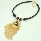 Fashion Short Clavicle Chain Triangle Gem Tassel Necklace Office OL Accessory Sweater Chain