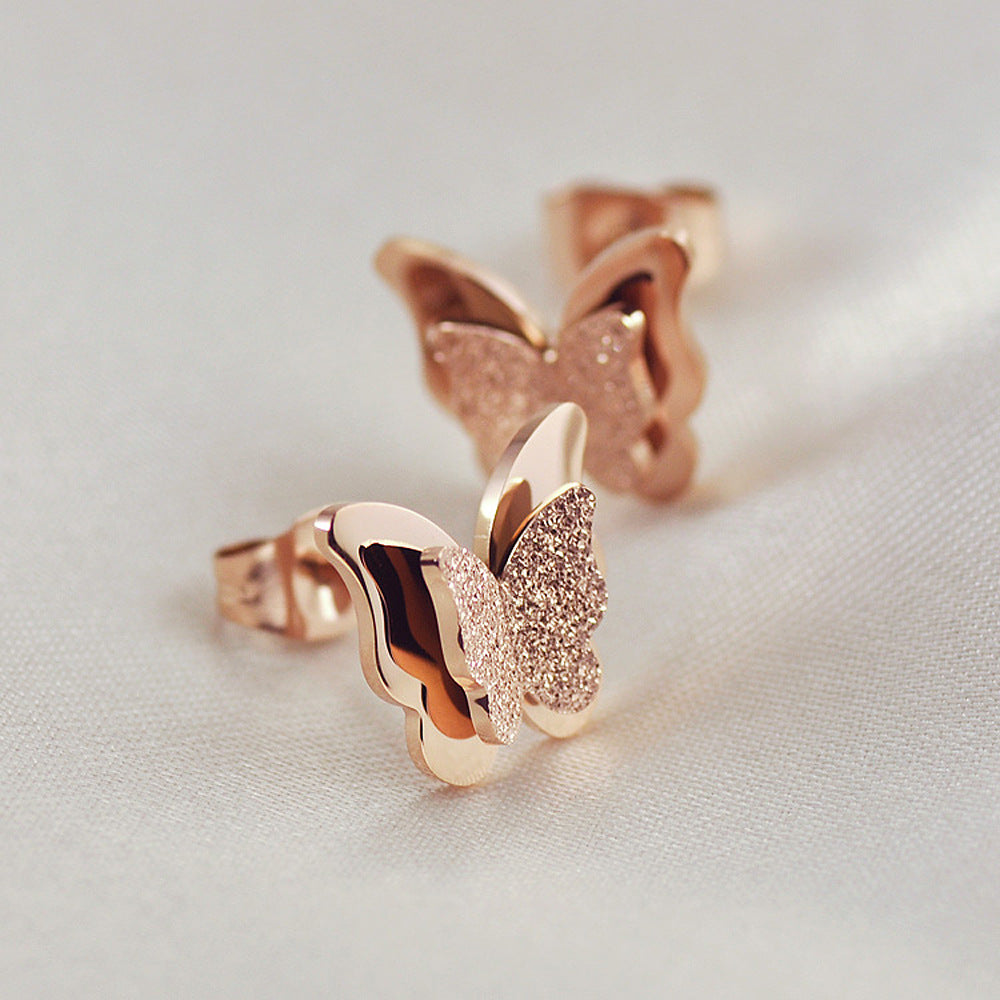 Exquisite Fashion Rose Gold-plated Matte Ladies Earrings