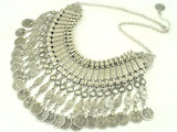 Bohemian Vintage Carved Ancient Coins Long Tassel Necklace