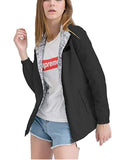 New Womens Windbreaker Hooded Jackets Lightweight Solid/Printed Reversible Windproof Coats Casual Outdoor Anoraks
