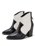 Snakeskin Color Matching Ankle Boots Female High Heel Autumn Fashion Boots Pointed Elegant Boots