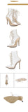 Women's Boots Pointed Cross Straps with Transparent Stilettos