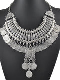 Vintage Commemorative Coin Sequined Tassel Necklace