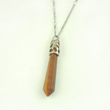 Ethnic Style Natural Stone Six Prism Column Pendant Necklace Mineral Stone Long Sweater Chain