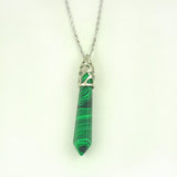 Ethnic Style Natural Stone Six Prism Column Pendant Necklace Mineral Stone Long Sweater Chain