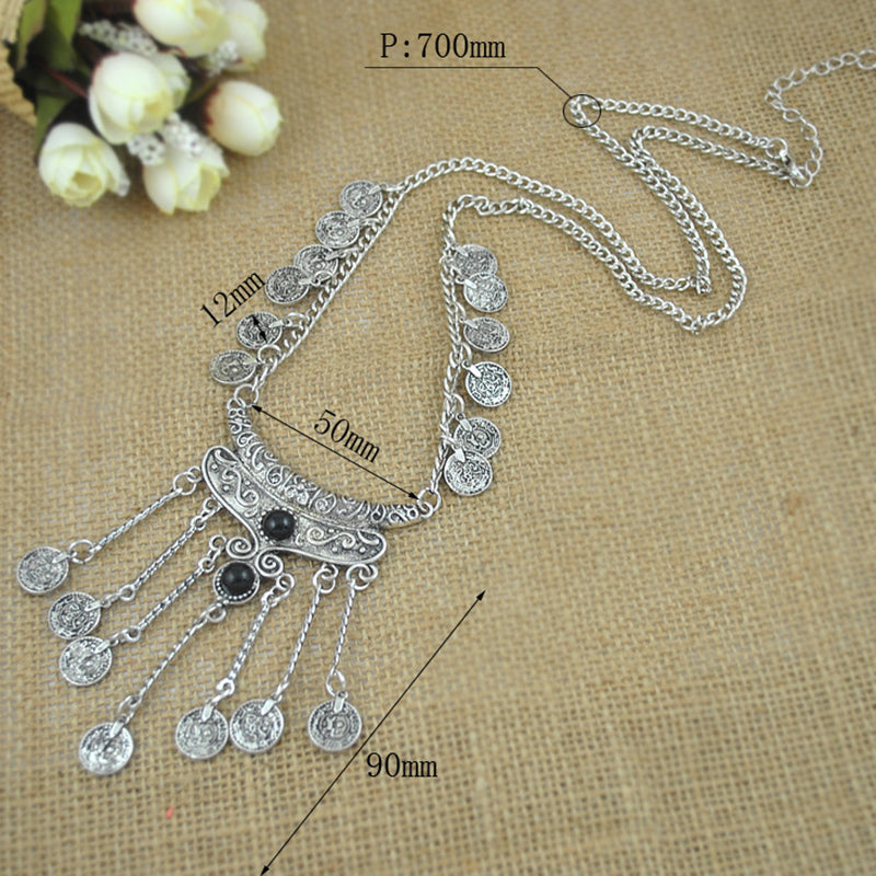Coin Tassel Clavicle Long Necklace