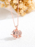 Copper Gold-plated Jewelry Women's Rose Gold And Diamonds Elephant Clavicle Necklace