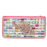 Leather Wallet with Diamonds Leather Fashion Ladies Clutch Bag Purse Mobile Phone Bag
