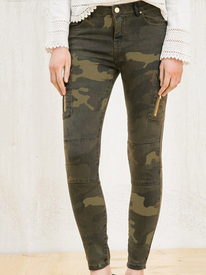 Mid-rise Camouflage Jogging Casual Jeans