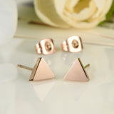 Women's Champagne Gold Titanium Steel Earrings Glossy Triangle Small Stud Earrings