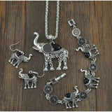 Vintage Ethnic Three-piece Suit Bracelet Earrings Necklace Small Belly Elephant Three-piece Suit