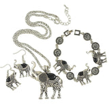 Vintage Ethnic Three-piece Suit Bracelet Earrings Necklace Small Belly Elephant Three-piece Suit